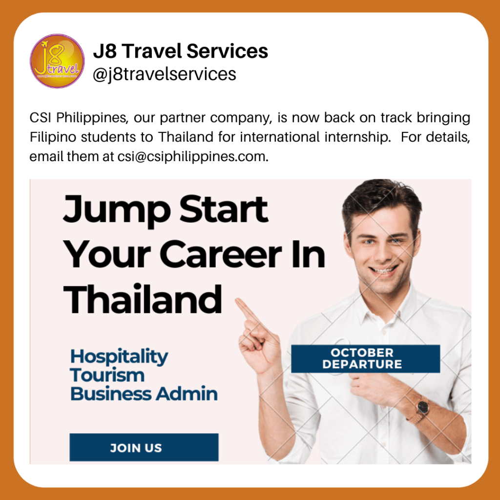 Thailand Internship with CSI&nbsp;Philippines